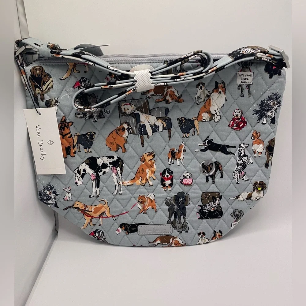 “Vera Bradley” Bucket Crossbody Bag in Cotton- (NWT) “Dog Show”Pattern - Picture 1 of 13